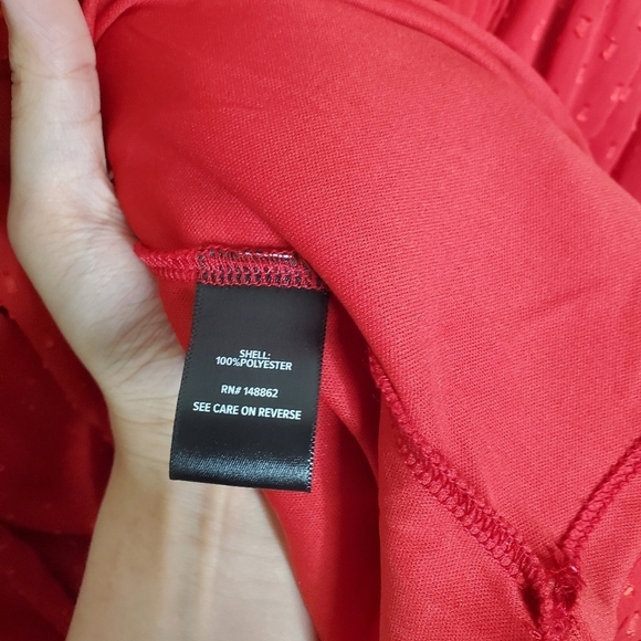 Torrid Red Love Clip Dot Print Button Front Chiffon Holiday Midi Dress - Picture 9 of 9